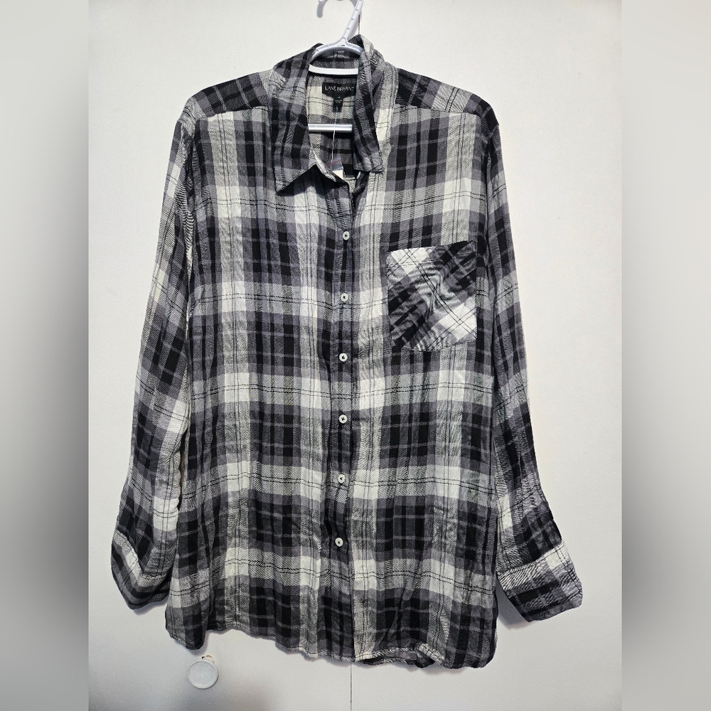 Lane Bryant Black and White Plaid Shirt